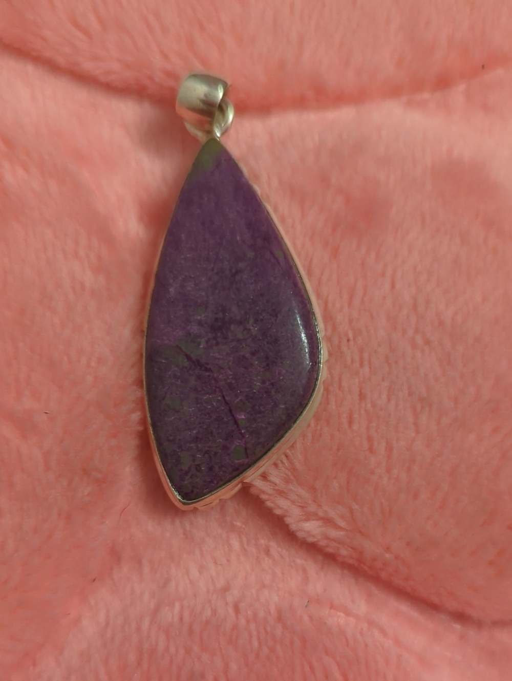 Sterling Silver Purple Teardrop Stone Pendant Necklace - Unbranded